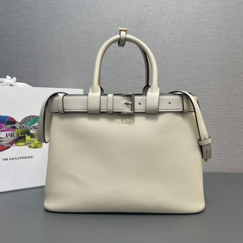 [ Prada ] 프라다 더블 벨트 버클 가죽 백 미디엄