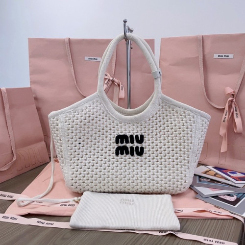 [ Miu Miu ] 미우미우 코튼 메쉬 아이비 토트 백