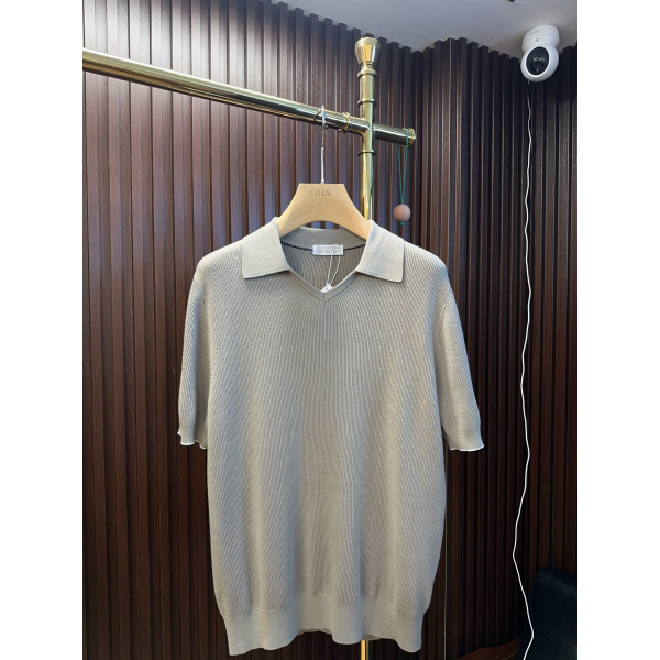 클래식 로고 자수 플립 칼라 숏 슬리브 폴로 셔츠
