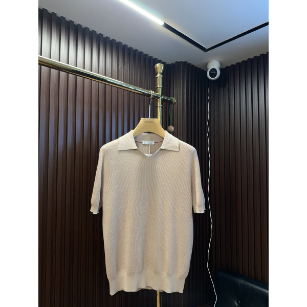 클래식 로고 자수 플립 칼라 숏 슬리브 폴로 셔츠