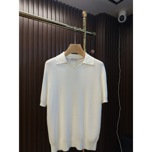 클래식 로고 자수 플립 칼라 숏 슬리브 폴로 셔츠